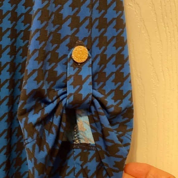 Anne Klein Cobalt Blue and Black Houndstooth Check Dress Size M - Picture 4 of 11